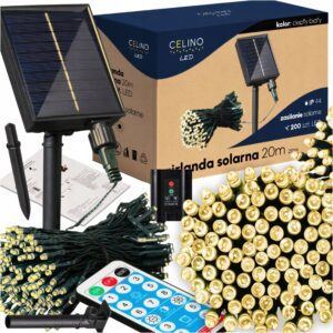 GIRLANDA OGRODOWA SOLARNA LAMPKI LED 20m CIEPŁA + PILOT
