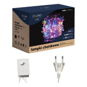 LAMPKI CHOINKOWE ZEWNĘTRZNE / WEWNĘTRZNE 475LED 50M MULTIKOLOR WYTRZYMAŁE