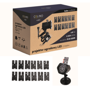 WODOODPORNY PROJEKTOR LEDOWY OGRODOWY REFLEKTOR IP65 + 12 SLAJDÓW