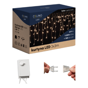 KURTYNA ŚWIETLNA ZEWNĘTRZNE / WEWNĘTRZNE 3X3 SOPLE WISZĄCE CIEPŁA BARWA