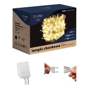 LAMPKI CHOINKOWE 100 LED 10M CIEPŁE WYTRZYMAŁE