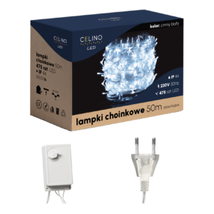 LAMPKI CHOINKOWE ZEWNĘTRZNE / WEWNĘTRZNE 475LED 50M ZIMNY BIAŁY WYTRZYMAŁE