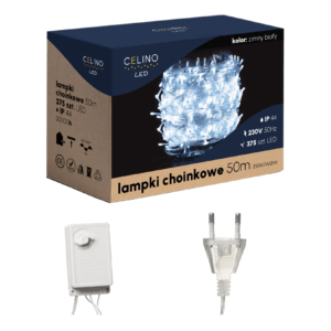 LAMPKI CHOINKOWE ZEWNĘTRZNE / WEWNĘTRZNE 375LED 50M ZIMNY BIAŁY WYTRZYMAŁE