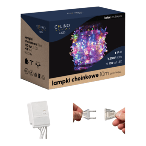 LAMPKI CHOINKOWE ZEWNĘTRZNE / WEWNĘTRZNE 100 LED 10m MULTIKOLOR WYTRZYMAŁE
